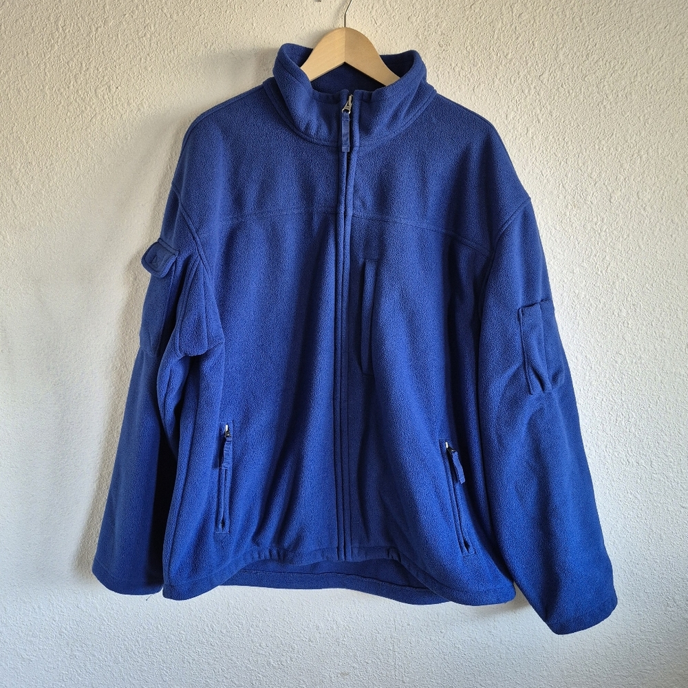 Duluth Trading Co Shoreman’s Fleece Grid-Lock Blue Jacket Mens Size XL